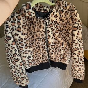 Leopard print fuzzy jacket
